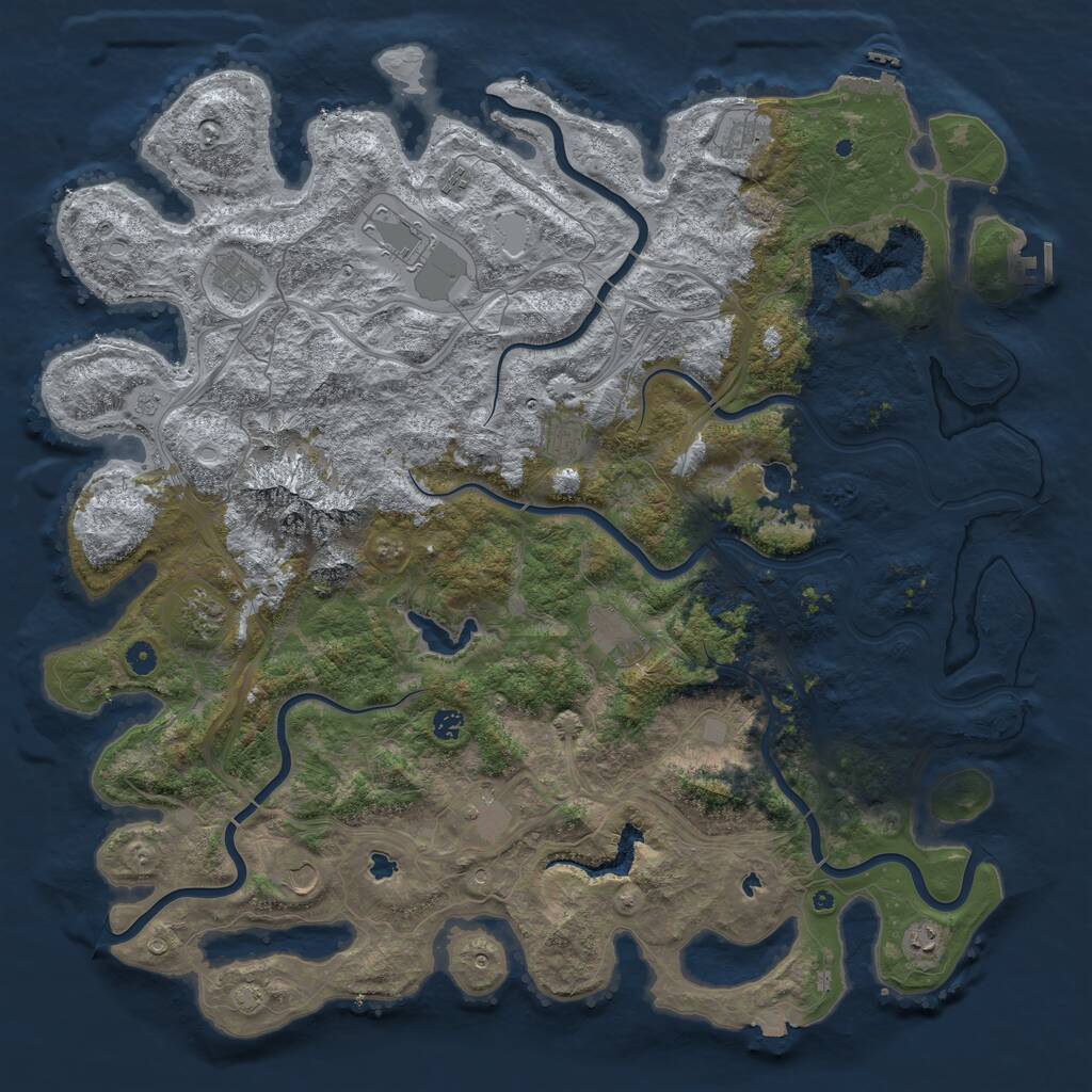 Rust Map: Procedural Map, Size: 5250, Seed: 295070425, 17 Monuments