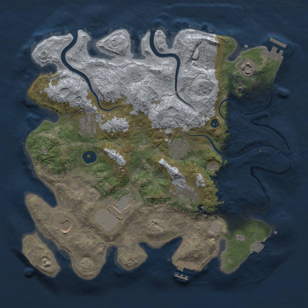 Rust Map: Procedural Map, Size: 3500, Seed: 433569536, 14 Monuments