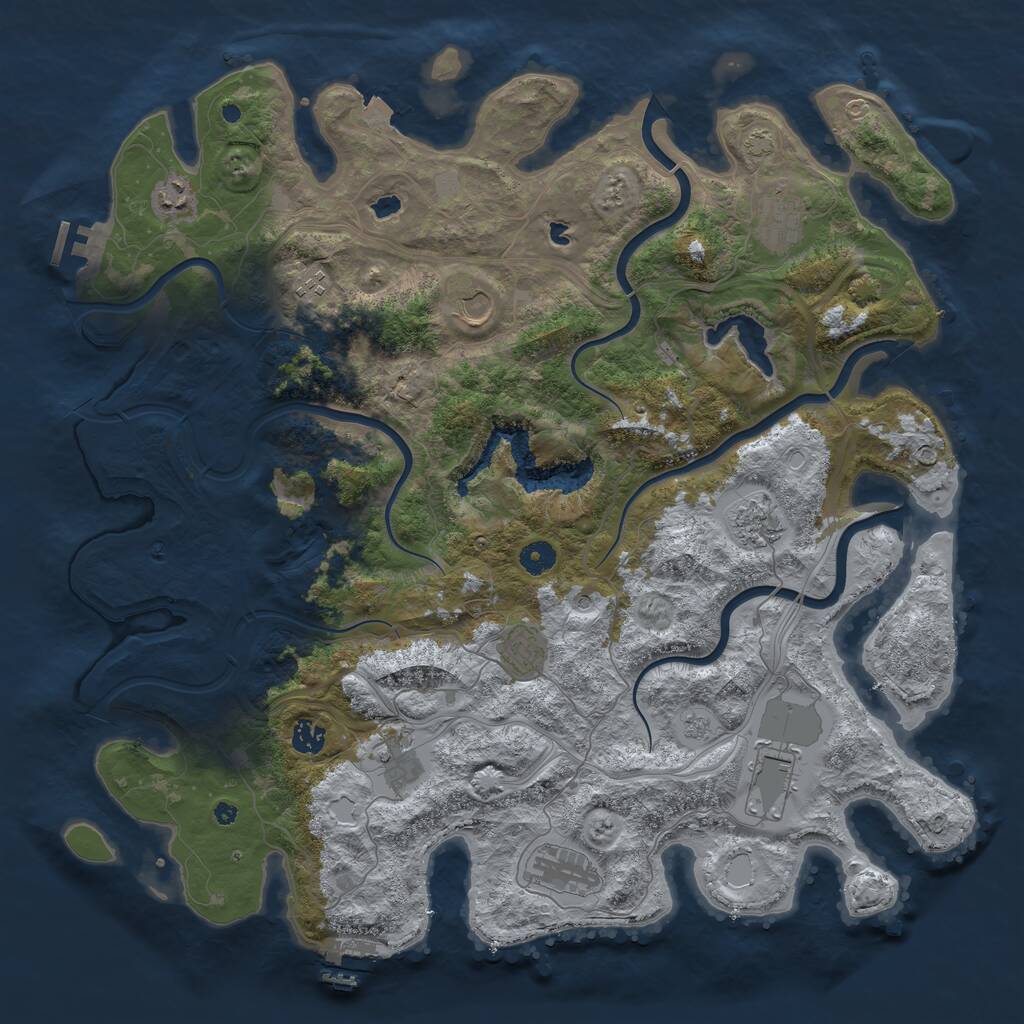 Rust Map: Procedural Map, Size: 4500, Seed: 1134950535, 16 Monuments