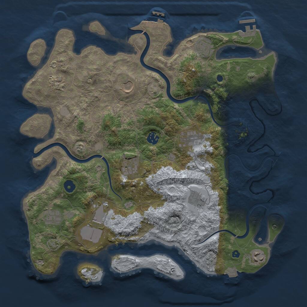 Rust Map: Procedural Map, Size: 3900, Seed: 517030422, 16 Monuments