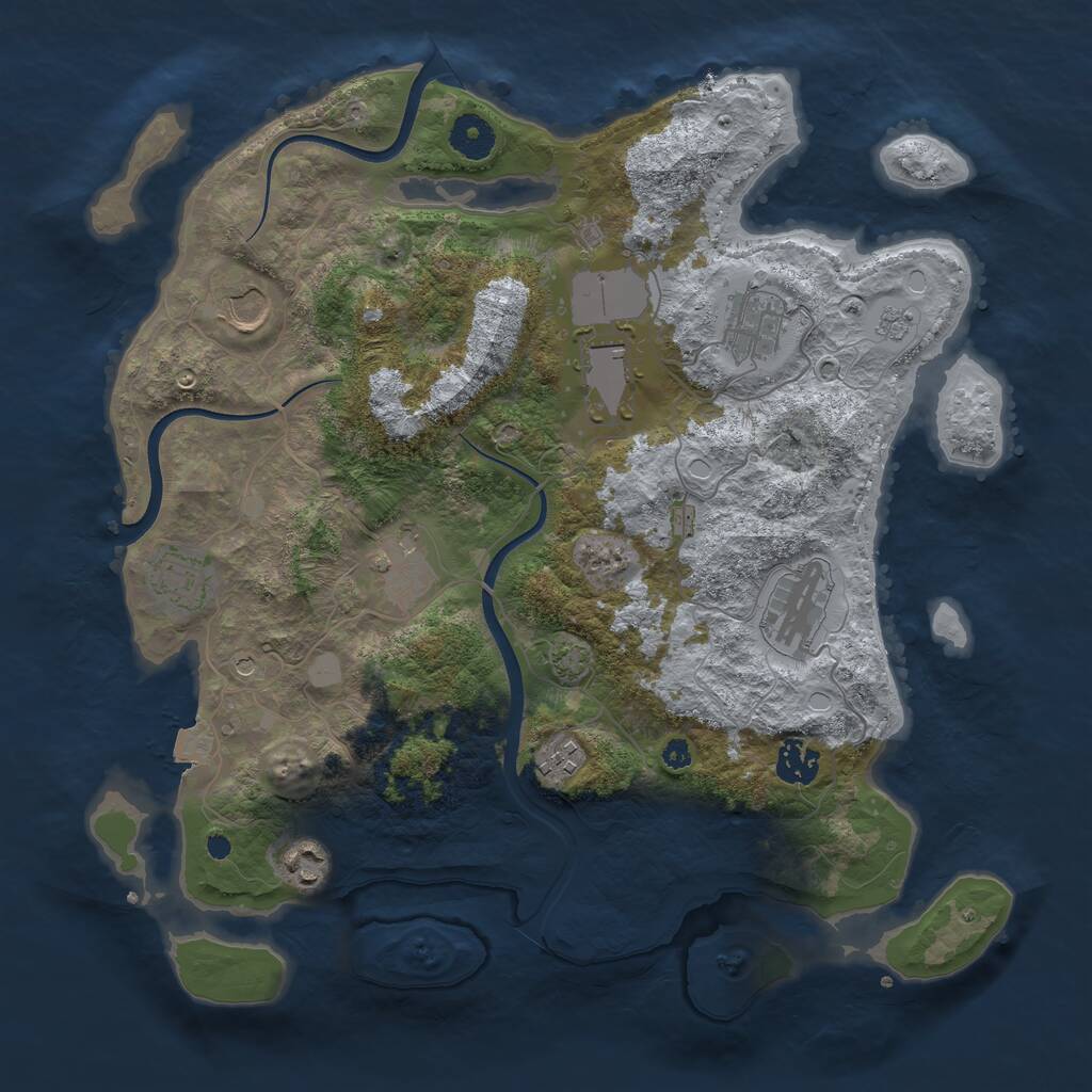 Rust Map: Procedural Map, Size: 3700, Seed: 1538815057, 13 Monuments