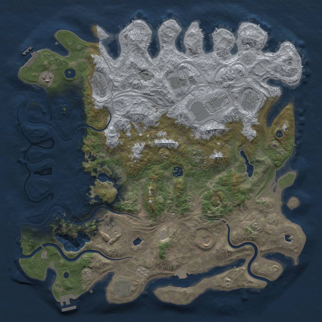 Rust Map: Procedural Map, Size: 4500, Seed: 224603519, 17 Monuments