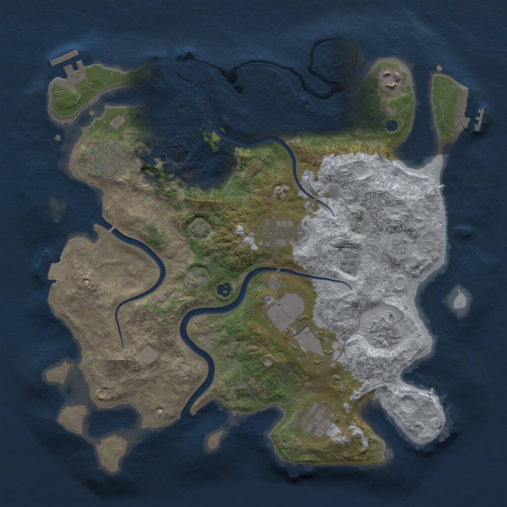 Rust Map: Procedural Map, Size: 3500, Seed: 225510466, 13 Monuments