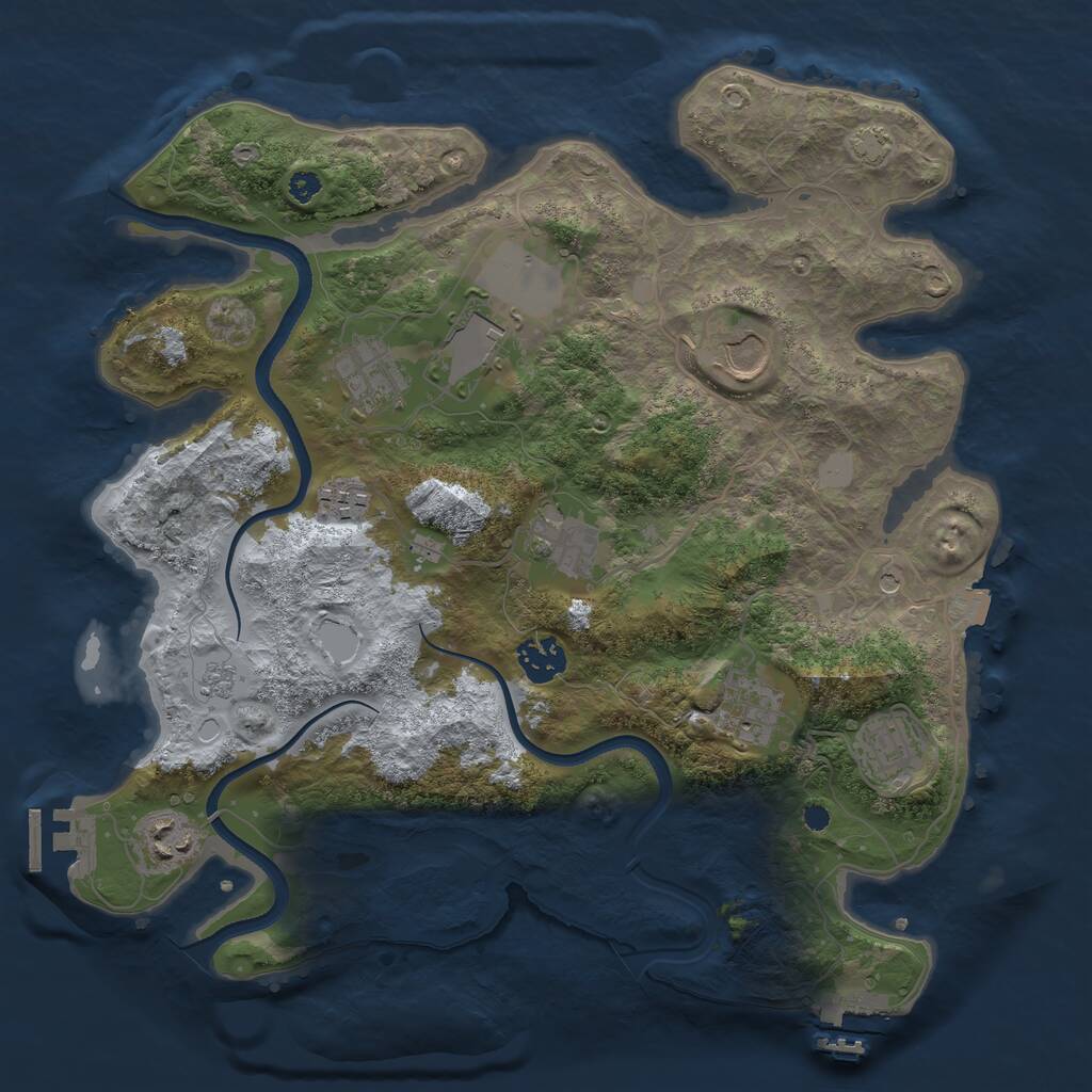 Rust Map: Procedural Map, Size: 3500, Seed: 1467257546, 15 Monuments