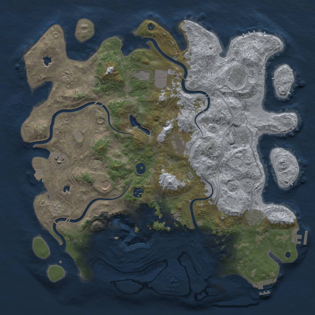 Rust Map: Procedural Map, Size: 4500, Seed: 1874273950, 17 Monuments