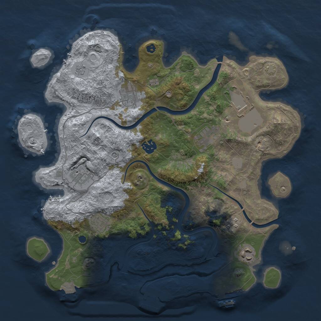 Rust Map: Procedural Map, Size: 3500, Seed: 1647934391, 14 Monuments