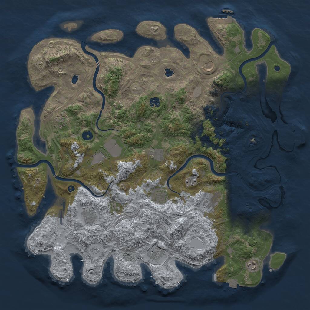 Rust Map: Procedural Map, Size: 4500, Seed: 453885716, 17 Monuments