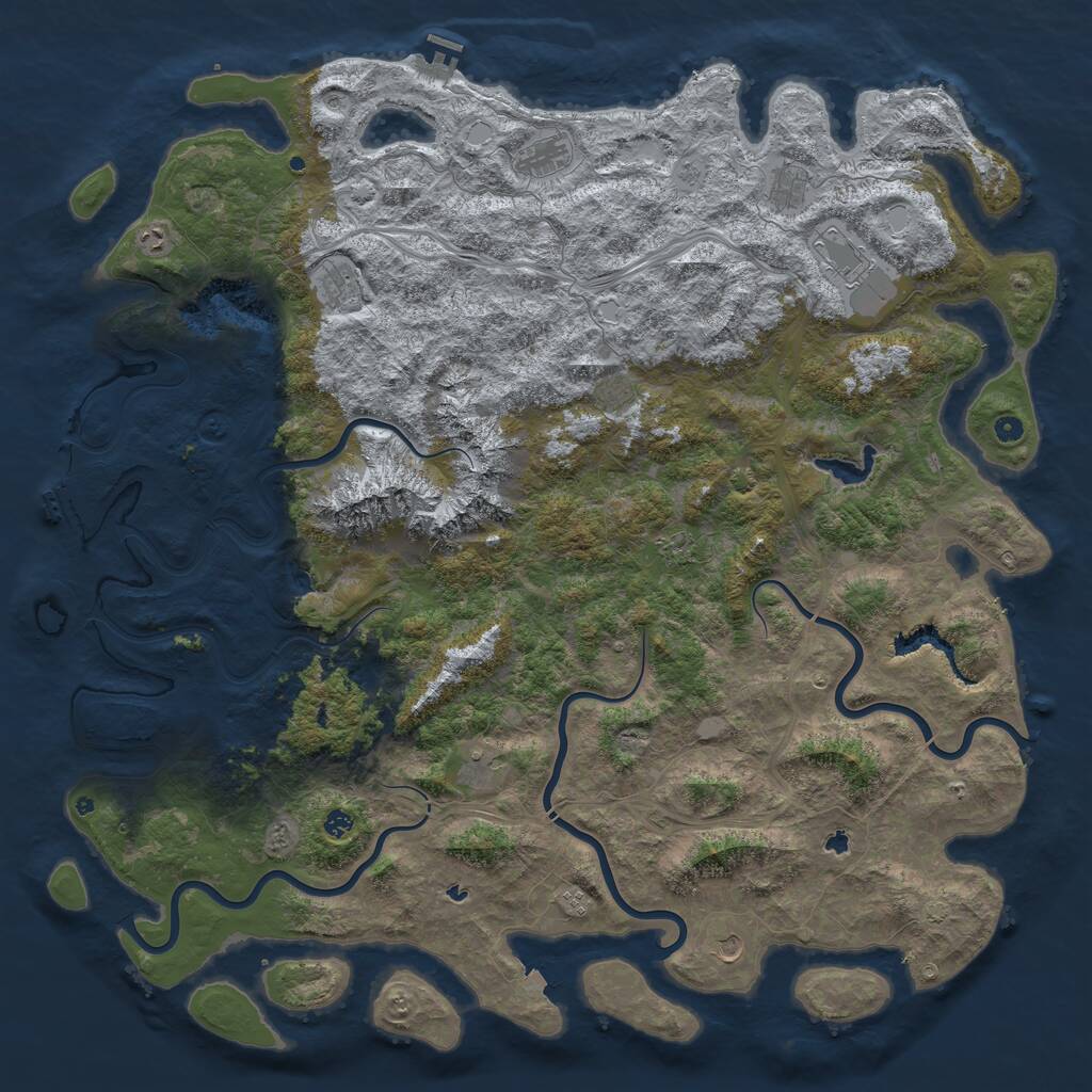 Rust Map: Procedural Map, Size: 6000, Seed: 547061474, 17 Monuments