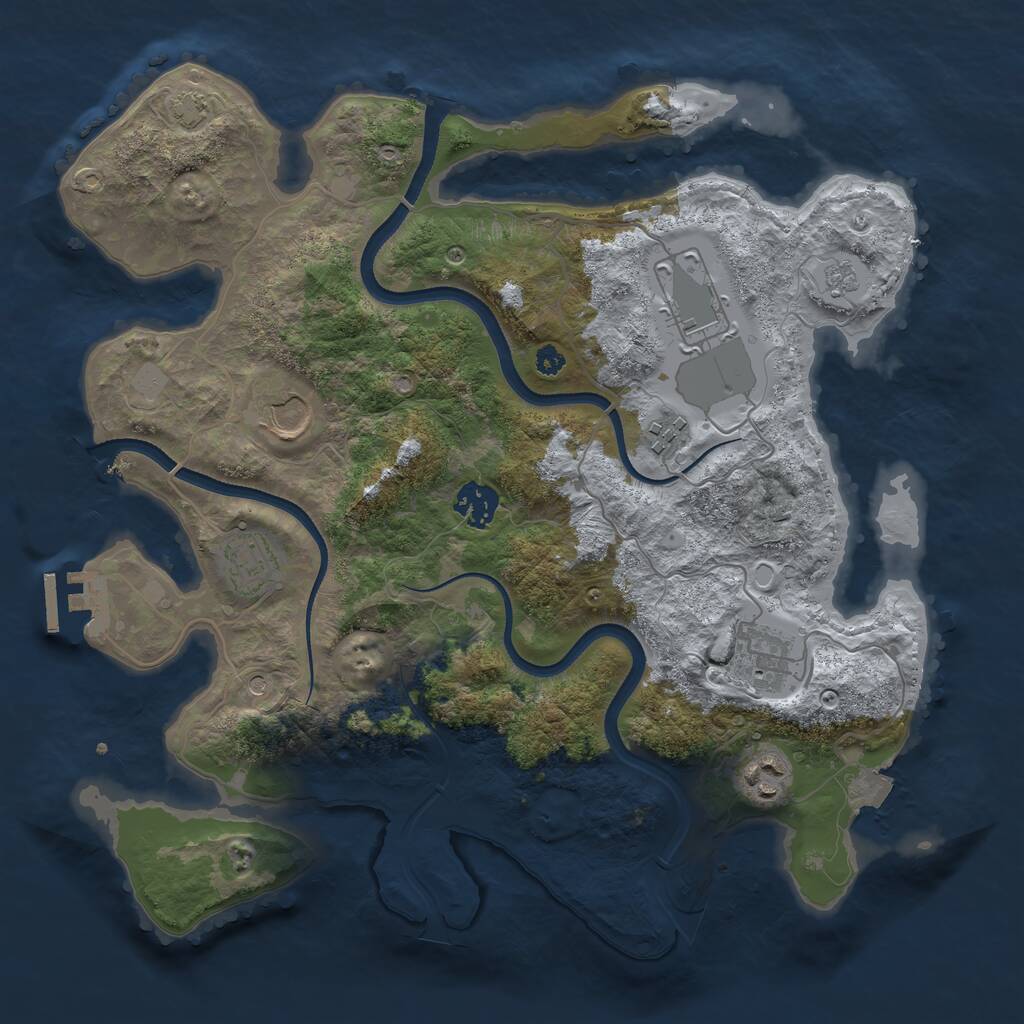Rust Map: Procedural Map, Size: 3500, Seed: 1141599855, 12 Monuments