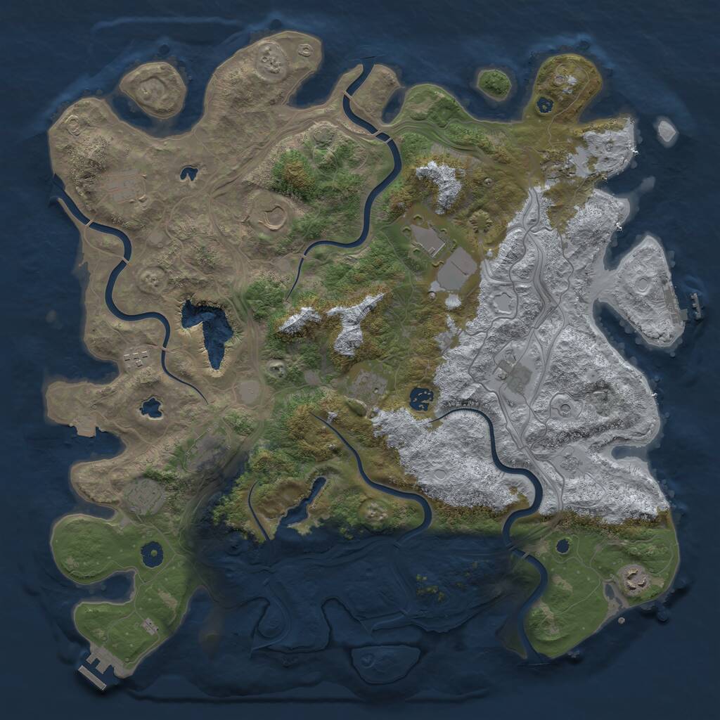 Rust Map: Procedural Map, Size: 4500, Seed: 1014027827, 17 Monuments