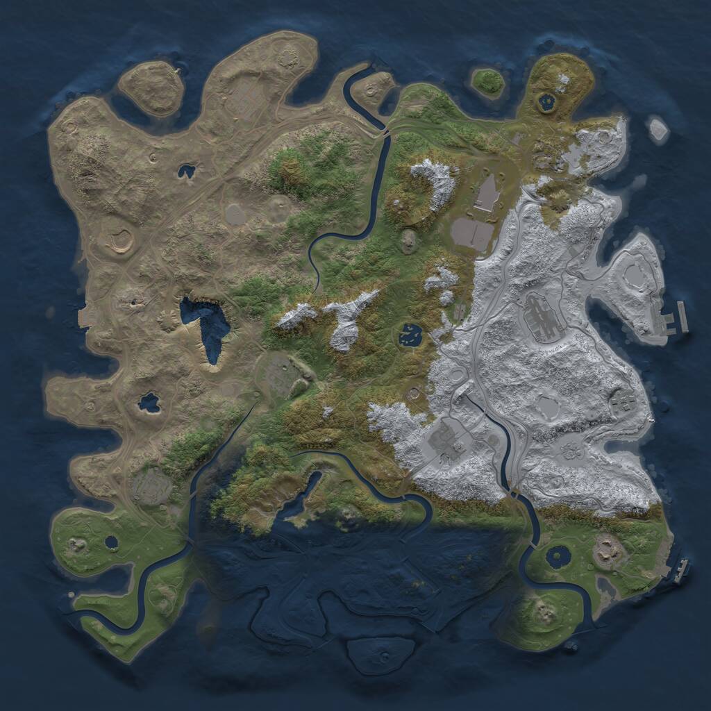 Rust Map: Procedural Map, Size: 4500, Seed: 1014027827, 17 Monuments