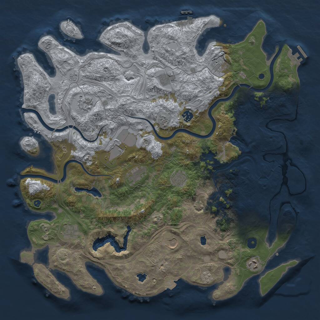 Rust Map: Procedural Map, Size: 4500, Seed: 616217657, 17 Monuments
