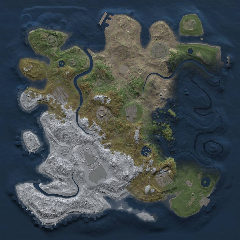 Rust Map: Procedural Map, Size: 3600, Seed: 535342061, 14 Monuments