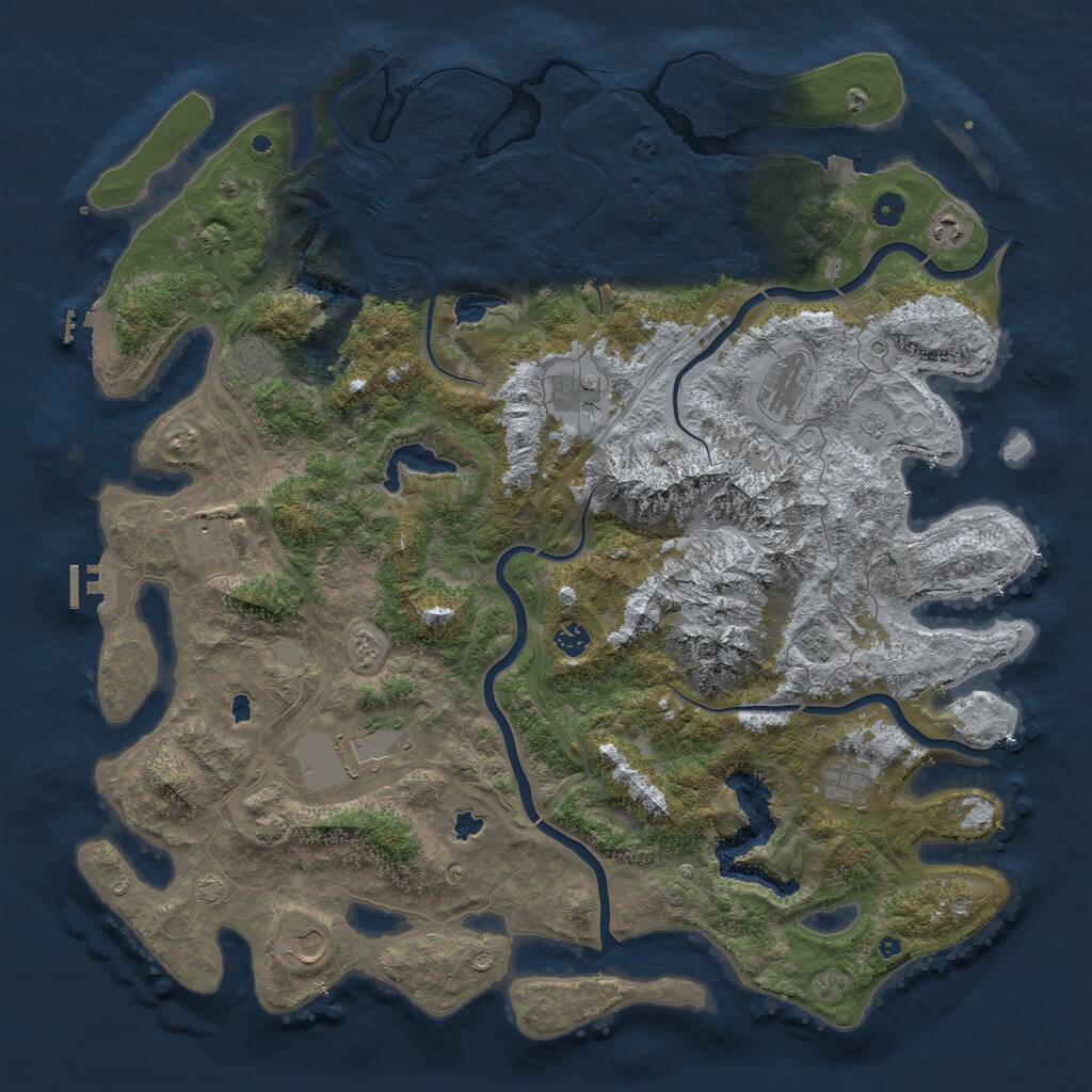 Rust Map: Procedural Map, Size: 5000, Seed: 1815777810, 16 Monuments
