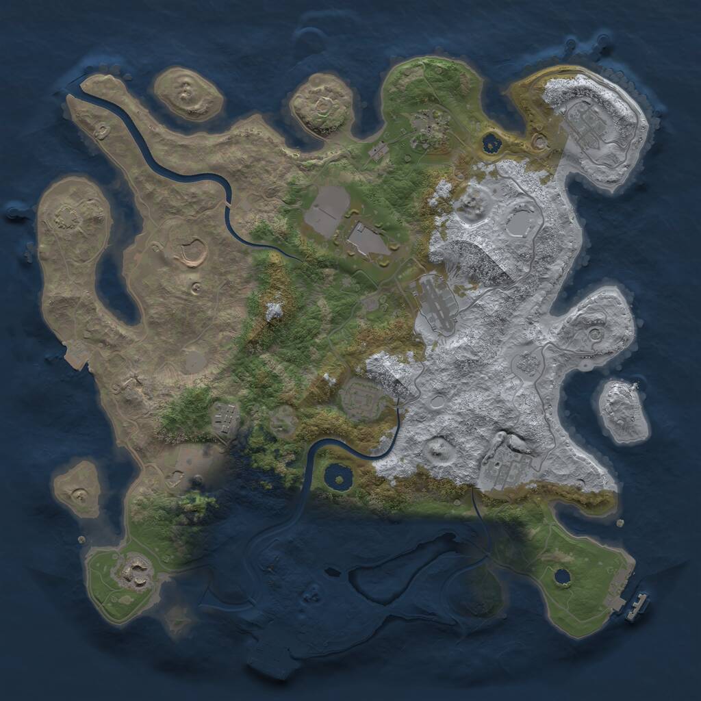 Rust Map: Procedural Map, Size: 3700, Seed: 2036344870, 16 Monuments