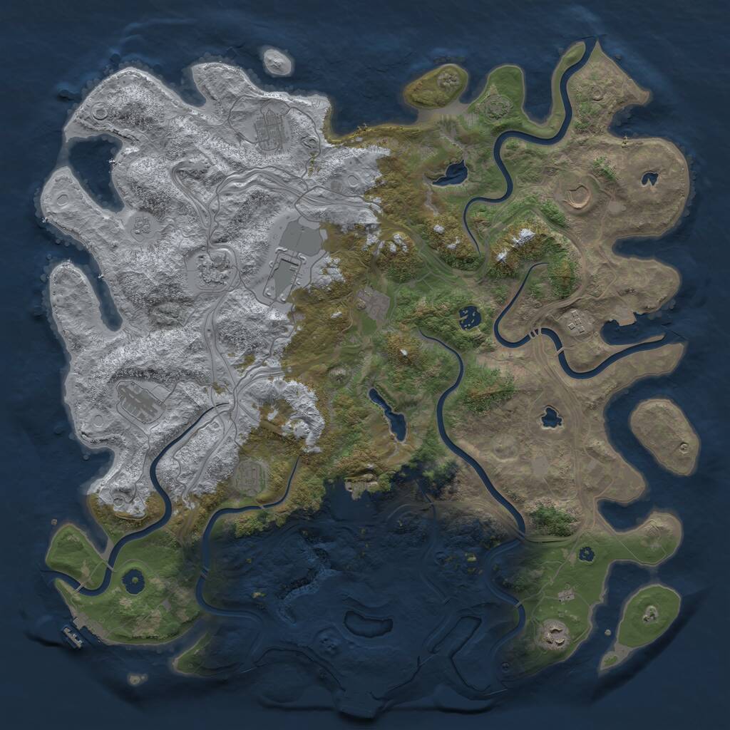 Rust Map: Procedural Map, Size: 4750, Seed: 1720389532, 17 Monuments