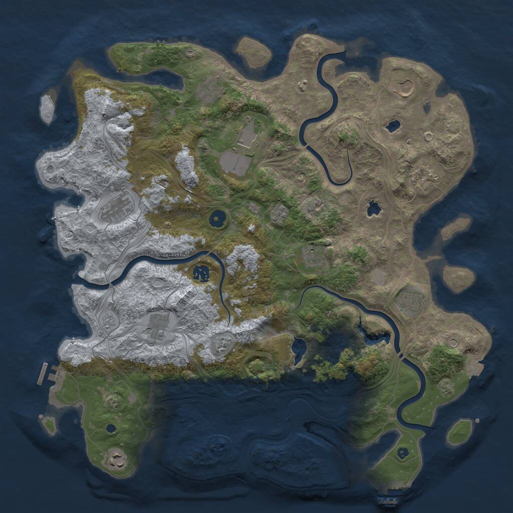 Rust Map: Procedural Map, Size: 4500, Seed: 1987116573, 17 Monuments