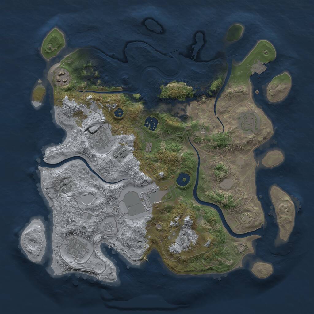 Rust Map: Procedural Map, Size: 3500, Seed: 1150617087, 13 Monuments