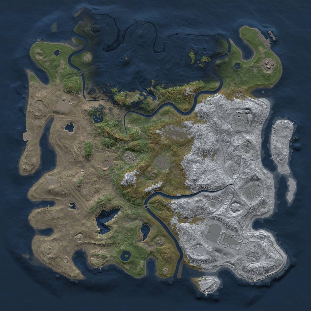 Rust Map: Procedural Map, Size: 4500, Seed: 87647865, 17 Monuments