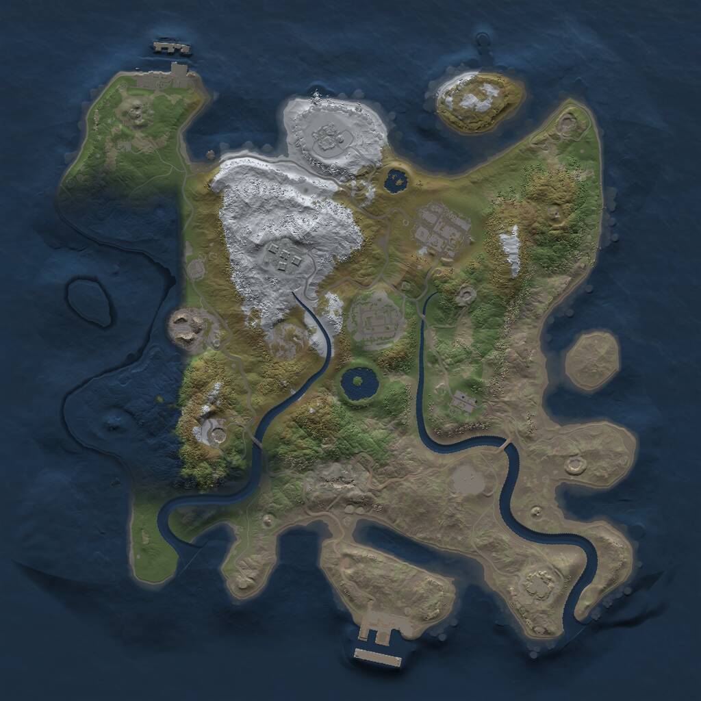 Rust Map: Procedural Map, Size: 3000, Seed: 1440475067, 10 Monuments