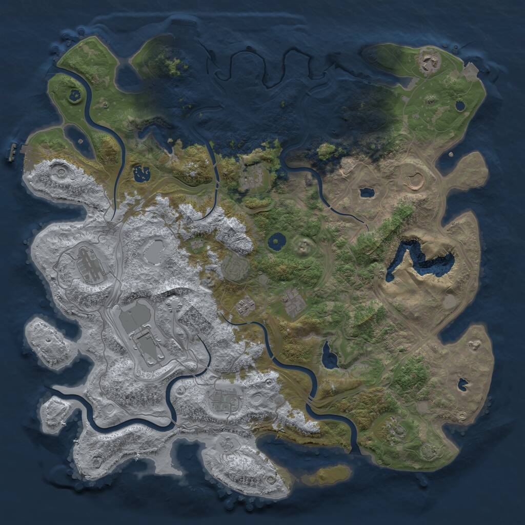 Rust Map: Procedural Map, Size: 4500, Seed: 65389597, 17 Monuments