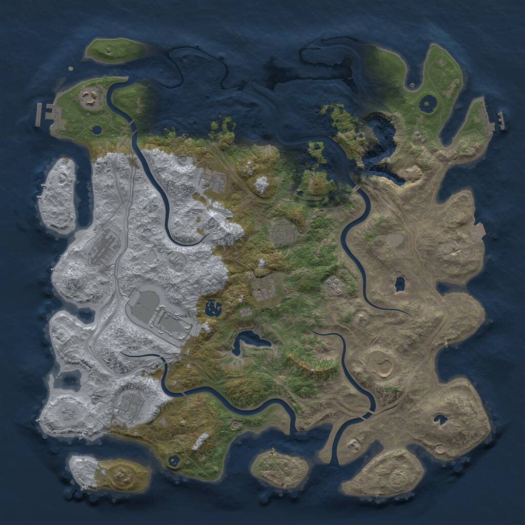 Rust Map: Procedural Map, Size: 4500, Seed: 1429610716, 16 Monuments