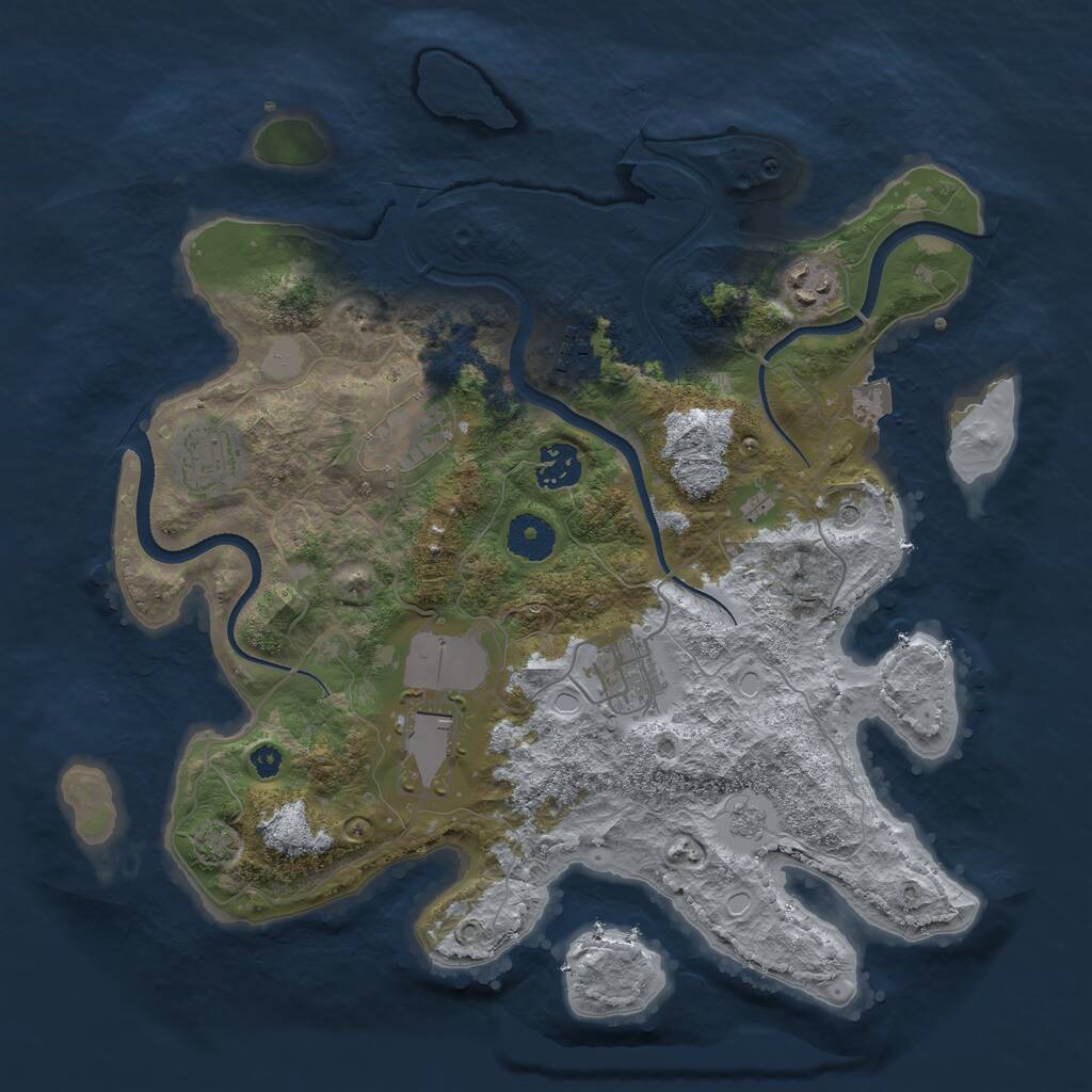Rust Map: Procedural Map, Size: 3500, Seed: 1624577966, 11 Monuments