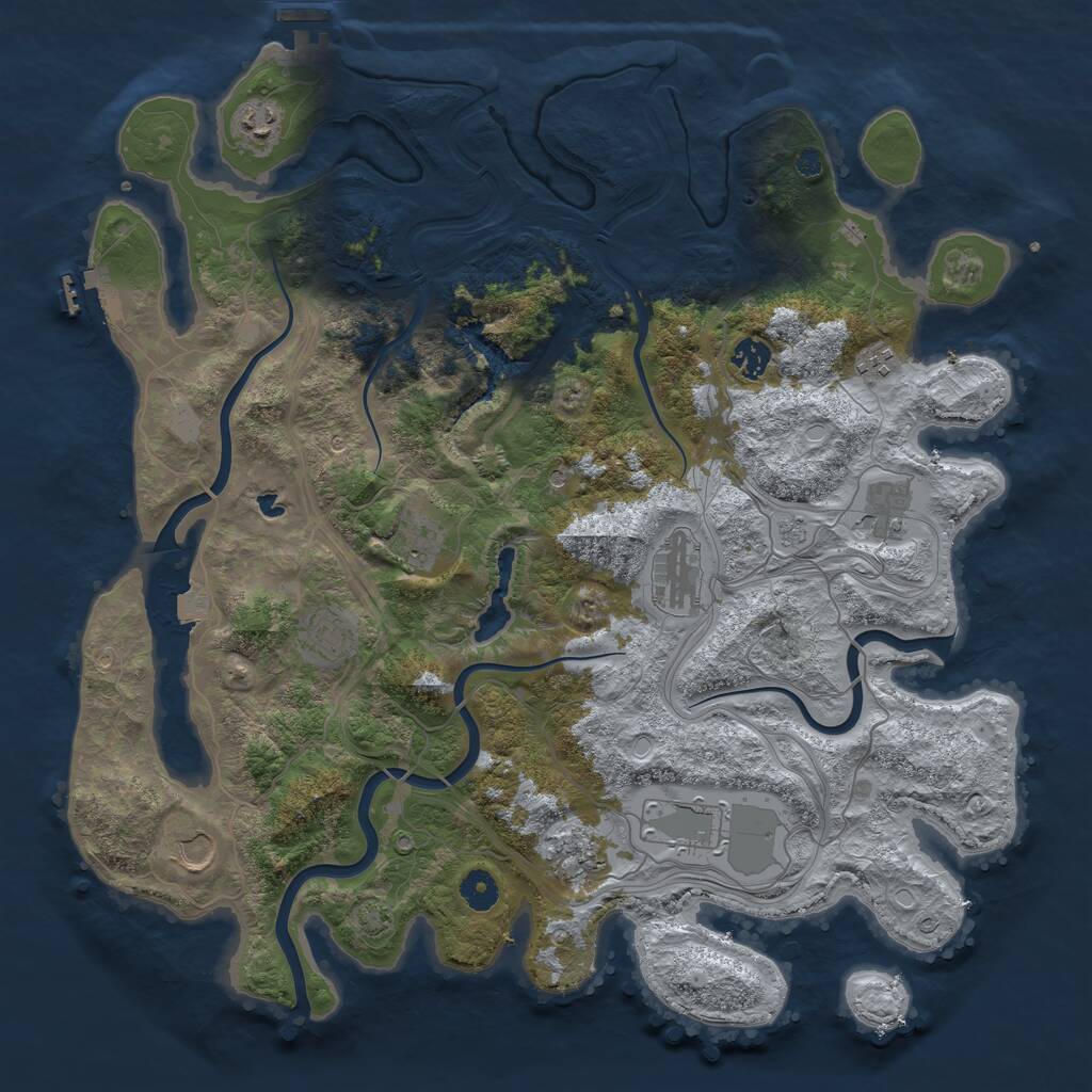 Rust Map: Procedural Map, Size: 4250, Seed: 1052243454, 16 Monuments