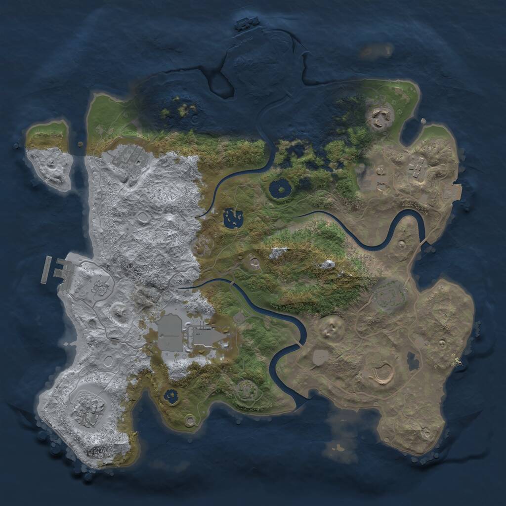 Rust Map: Procedural Map, Size: 3600, Seed: 1000, 15 Monuments
