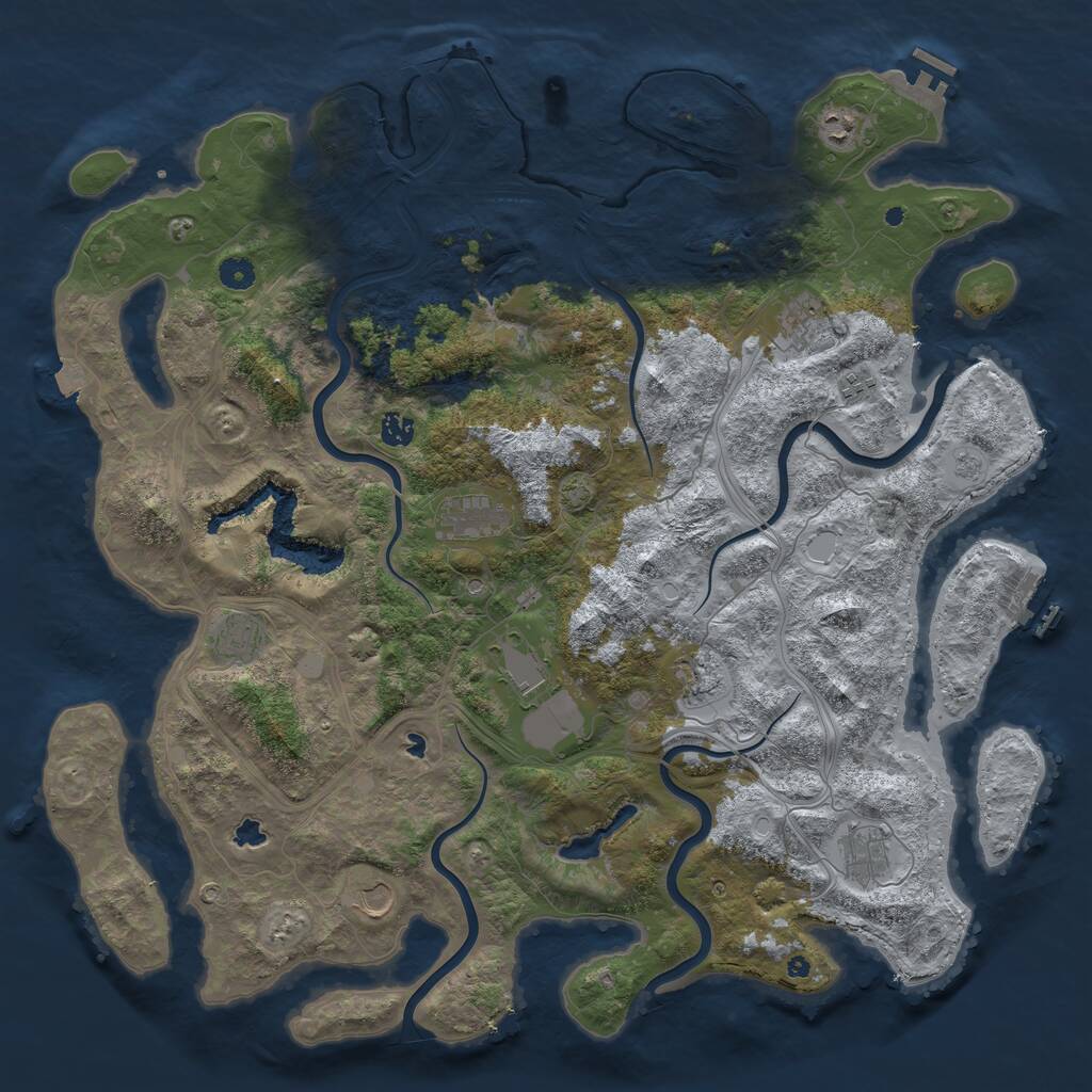 Rust Map: Procedural Map, Size: 4750, Seed: 1937169605, 16 Monuments
