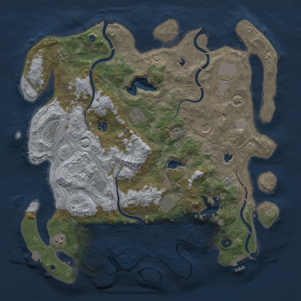 Rust Map: Procedural Map, Size: 4500, Seed: 429175758, 16 Monuments