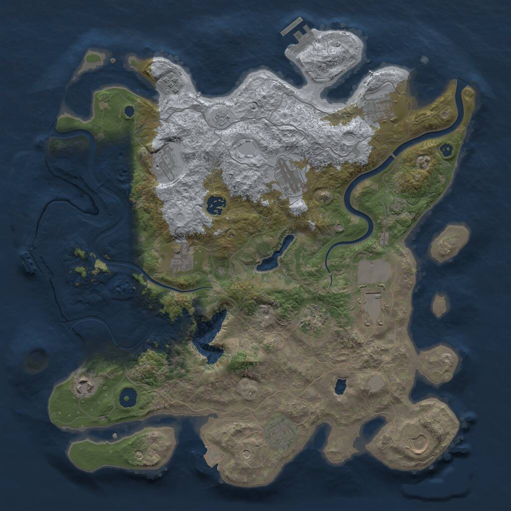 Rust Map: Procedural Map, Size: 4000, Seed: 1100555920, 17 Monuments