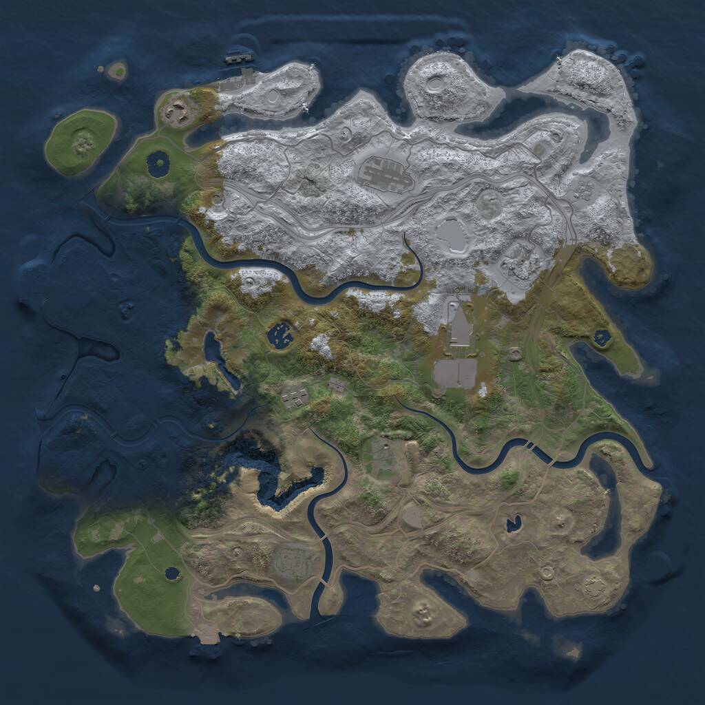 Rust Map: Procedural Map, Size: 4250, Seed: 376632345, 14 Monuments