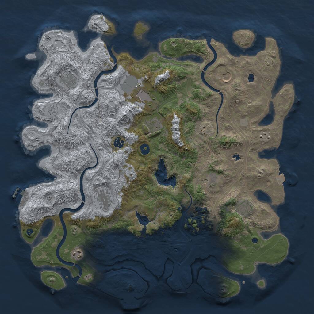 Rust Map: Procedural Map, Size: 4500, Seed: 588636059, 16 Monuments