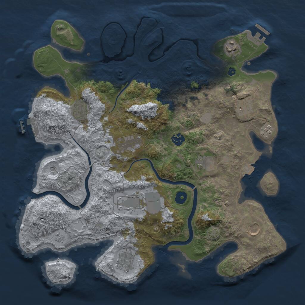 Rust Map: Procedural Map, Size: 3700, Seed: 651617733, 16 Monuments