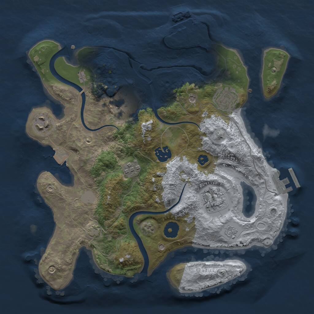 Rust Map: Procedural Map, Size: 3000, Seed: 27193, 12 Monuments