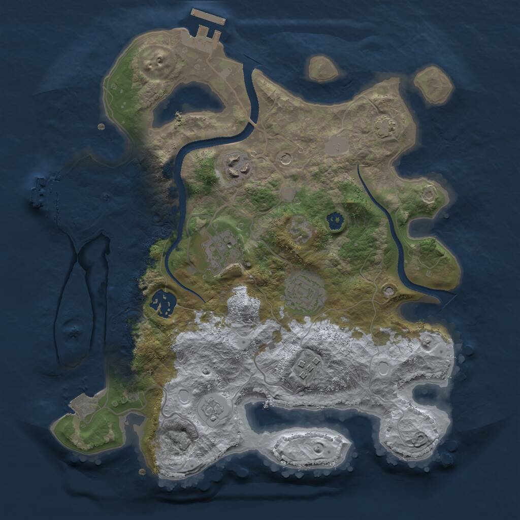 Rust Map: Procedural Map, Size: 3000, Seed: 46691, 11 Monuments