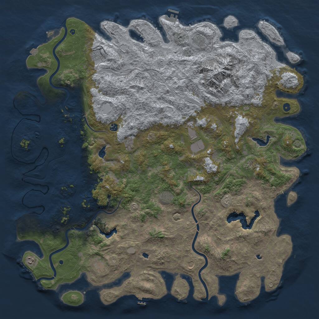 Rust Map: Procedural Map, Size: 6000, Seed: 274157873, 17 Monuments