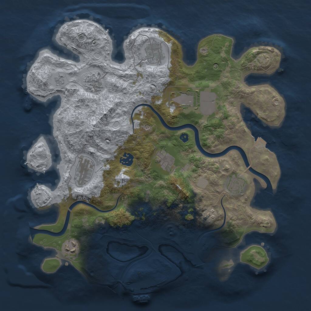 Rust Map: Procedural Map, Size: 3500, Seed: 936637682, 14 Monuments