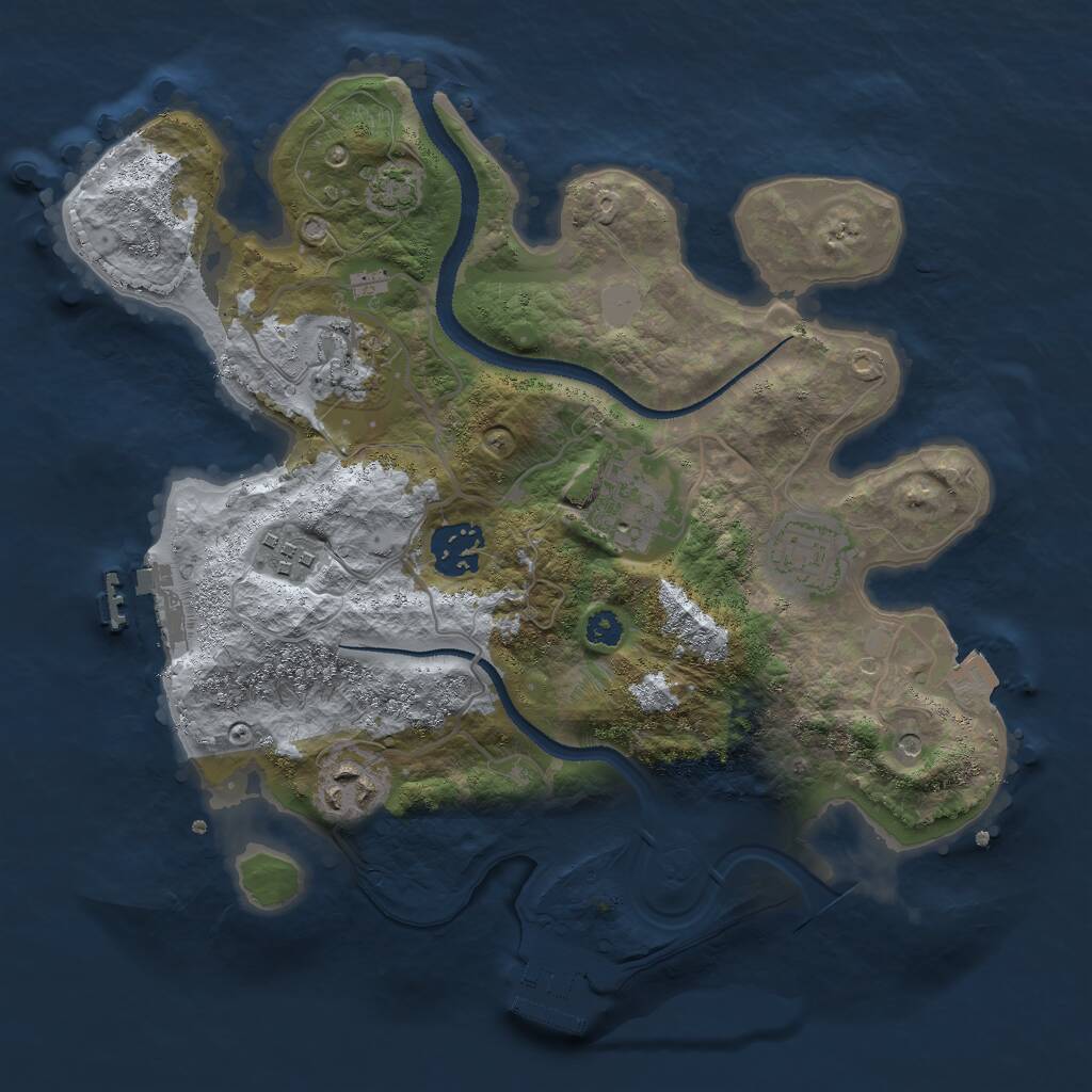 Rust Map: Procedural Map, Size: 3000, Seed: 15633, 11 Monuments
