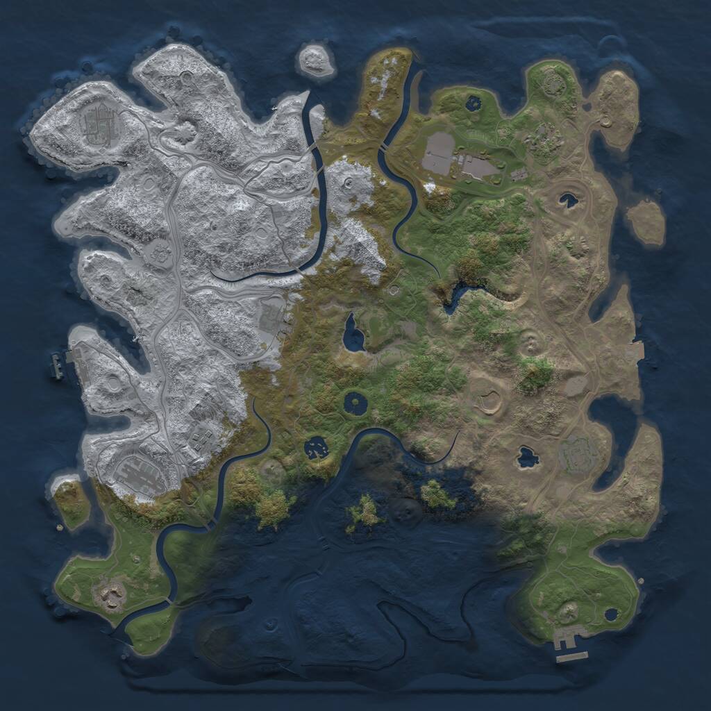 Rust Map: Procedural Map, Size: 4500, Seed: 994873674, 16 Monuments