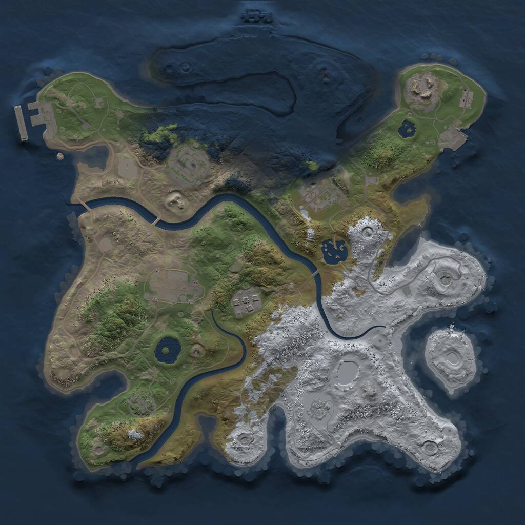 Rust Map: Procedural Map, Size: 3000, Seed: 875447, 12 Monuments