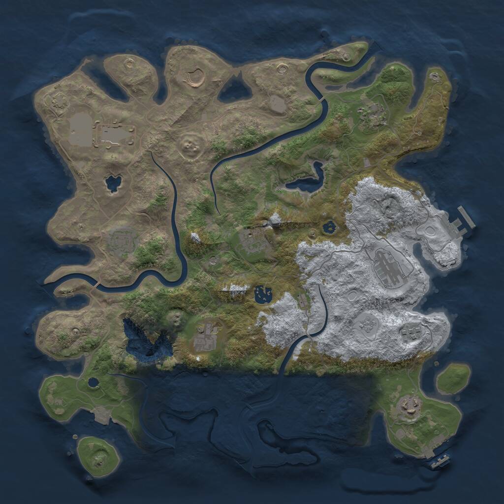 Rust Map: Procedural Map, Size: 4000, Seed: 985340993, 16 Monuments
