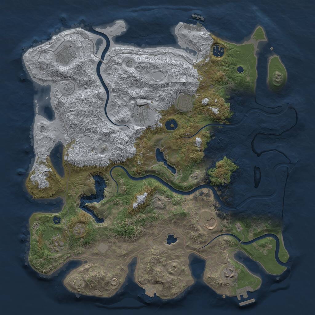 Rust Map: Procedural Map, Size: 4000, Seed: 1323528625, 14 Monuments