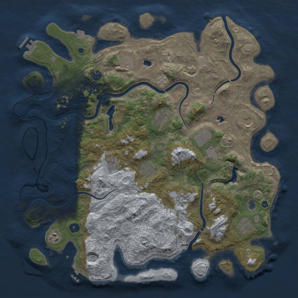 Rust Map: Procedural Map, Size: 4500, Seed: 670096856, 17 Monuments