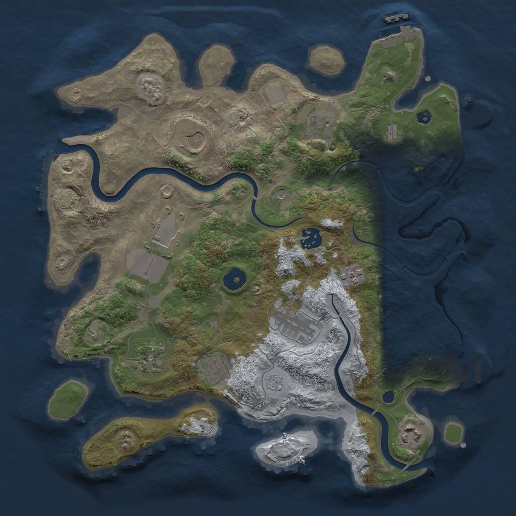 Rust Map: Procedural Map, Size: 3500, Seed: 1121295817, 15 Monuments