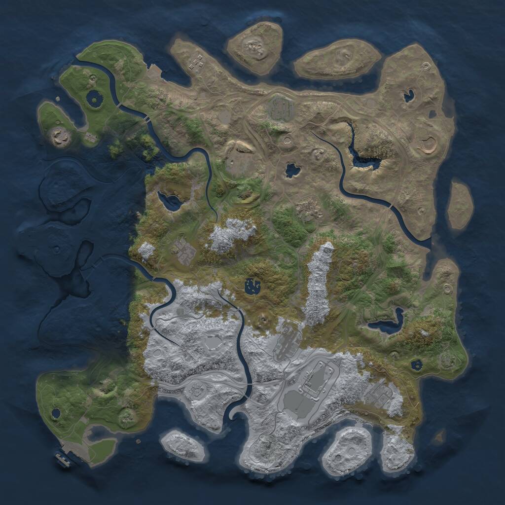 Rust Map: Procedural Map, Size: 4500, Seed: 1049319385, 17 Monuments