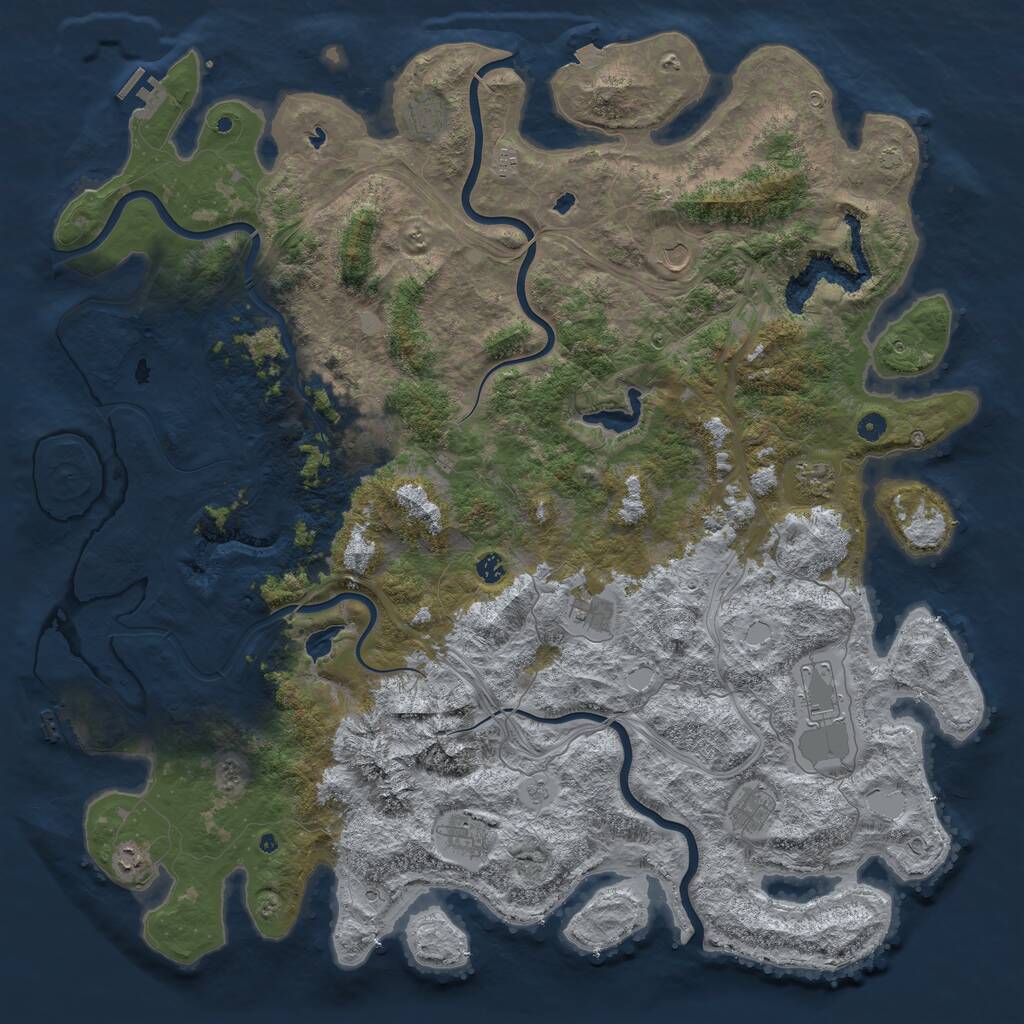 Rust Map: Procedural Map, Size: 5500, Seed: 1210791624, 17 Monuments
