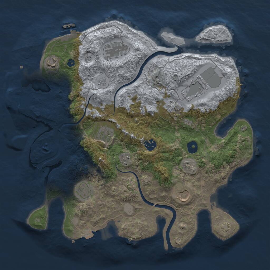 Rust Map: Procedural Map, Size: 3500, Seed: 838779270, 15 Monuments