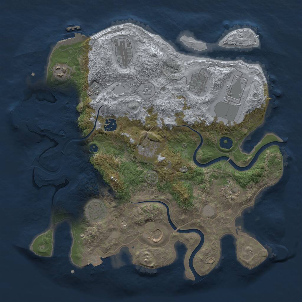 Rust Map: Procedural Map, Size: 3500, Seed: 838779270, 16 Monuments
